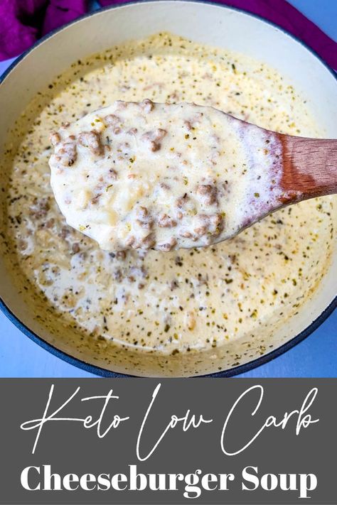 keto cheeseburger soup in a pot Healthy Hamburger Recipes, Keto Cheeseburger Soup, Keto Cheeseburger, The Best Keto Recipes, Low Carb Soup Recipes, Best Keto Recipes, Soup With Ground Beef, Low Carb Low Fat Recipes, Cheeseburger Soup