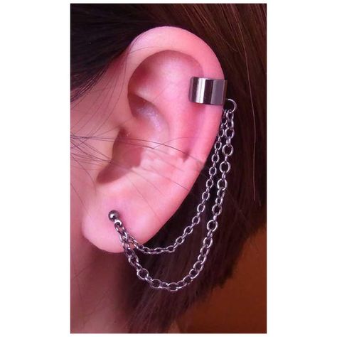 Pair of Black Chain Ear Cuffs-Classic Double Chain Cartilage Cuff... ($6.98) ❤ liked on Polyvore Top Piercing, Ear Peircings, Earring Cuff Chain, Ear Cuff Chain, Types Of Ear Piercings, Ear Cuff Jewelry, Black Stud Earrings, Cuff Jewelry, Tragus Earrings