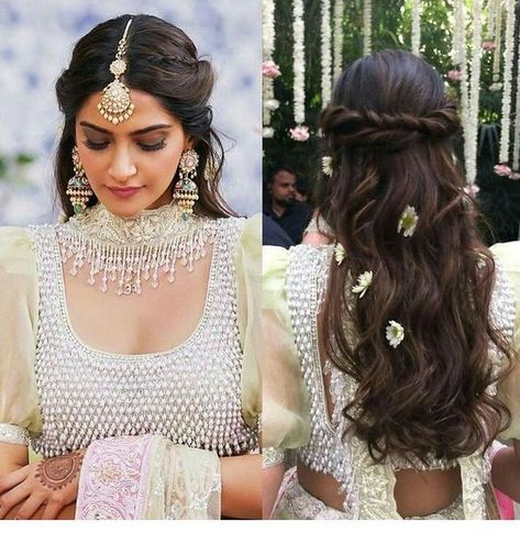 Reception Hairstyles, Lehenga Hairstyles, Hairstyles For Indian Wedding, Hairstyles For Gowns, Bridal Hairstyle Indian Wedding, Engagement Hairstyles, Indian Wedding Hairstyles, Indian Bride Hairstyle, Wedding Hairstyles With Veil