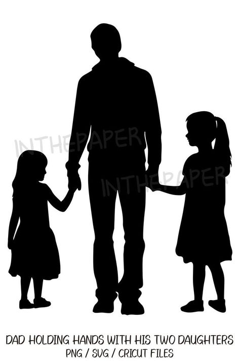 Father Daughters Drawings, Best Papa Ever Printable, Father And 2 Daughter Tattoos, Father And Two Daughters Drawing, Father And 2 Daughters, Dad Daughter Drawing, Father With Two Daughters, Dad And Daughters Drawing, Father And Daughter Silhouette