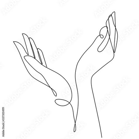 Stock Image: One line hand drawing. arms reaching up, an Islamic praying and a symbol of faith mosque. The concept of a religious image of a Muslim. Simple Praying Hands Tattoo, Open Palms Hands, Hands Reaching Up, Praying Hands Aesthetic, Aesthetic One Line Drawings, Prayer Hands Drawing, Praying Drawing, Hand Reaching Out Drawing, Praying Hands Images