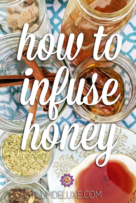 Learn how to infuse honey to create unique flavors for everything from tea to cocktails to your morning toast. #infusedhoneyrecipes #elderberryhoneyrecipe #honeyinfusions How To Flavor Honey, Diy Infused Honey, How To Make Flavored Honey, Infused Honey For Colds, Vanilla Infused Honey, Honey Infusion Recipes, How To Infuse Honey, Honey Cubes For Tea, Diy Flavored Honey