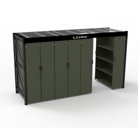 Levrack Storage System, Modular Unit, Safe Room, Modular Shelving, Garage Ideas, Shelving Systems, Outdoor Enthusiast, Dream Garage, Custom Website