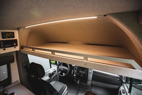 Van Life Lighting, Sprinter Van Accessories, Fiat Ducato Campervan Interior, Van Lighting, Campervan Furniture, Camper Furniture, Ducato Camper, Campervan Bed, Mercedes Camper