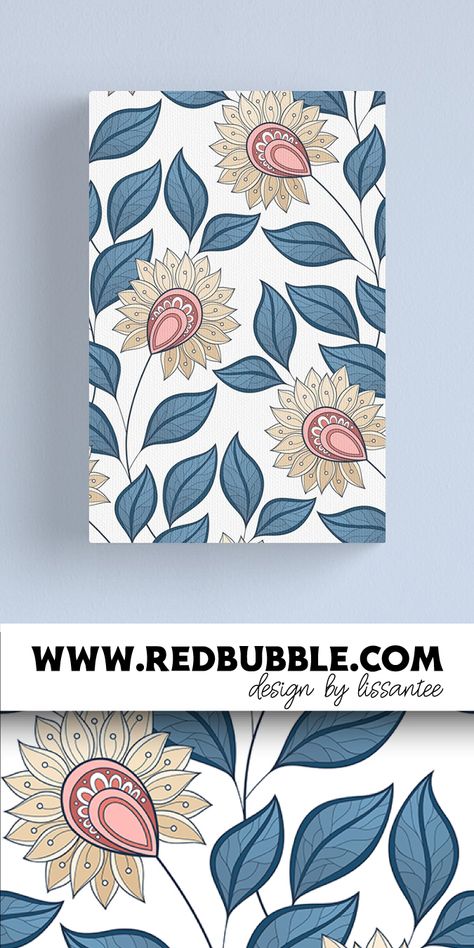 Buy Canvas print with Spring floral pattern Print by Irina Krivoruchko © All Rights Reserved on demand Redbubble aesthetic wall decor modern gallery-grade canvas semi-gloss coating gallery home office room workplace bedroom cozy design artwork art ideas flower ornament batik boho bohemian shabby chic doodle vintage nature inspired feminine refined elegance fine graceful nice spring denim tan wheat rose quartz white background Ornament Batik, Aesthetic Wall Decor, Floral Pattern Print, Home Office Room, Bedroom Cozy, Spring Denim, Spring Pattern, Cozy Design, Wall Decor Modern