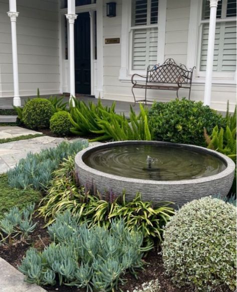 gallery Patio Water Fountain, Courtyard Fountain, Small Garden Plans, Yard Fountain, Pathway Landscaping, Garden Water Feature, Small Courtyard Gardens, Landscape Inspiration, Front Garden Design