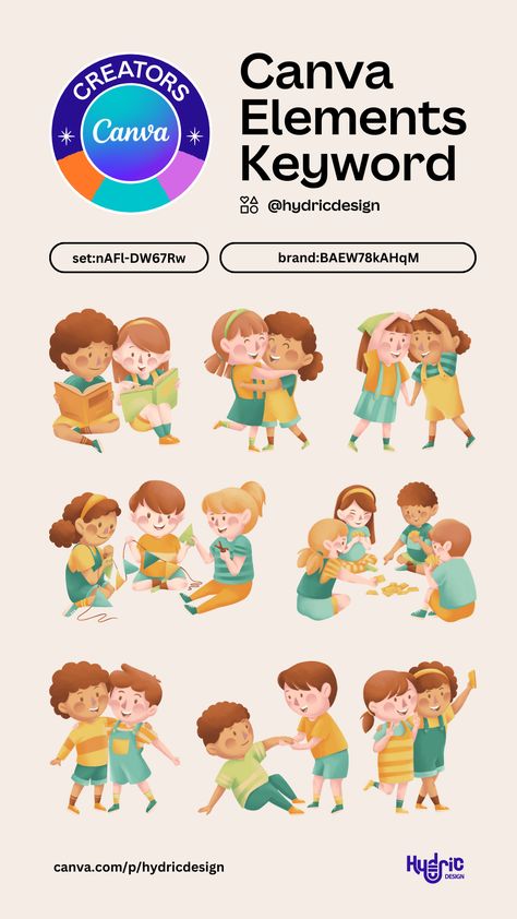 Friendship and Educational Illustration | Can Canva Clipart, Boy Childhood, Learning Kindergarten, Children's Book Layout, Canva Codes, Canva Keywords, Kids Reading Books, Adorable Stickers, Adobe Illustrator Design