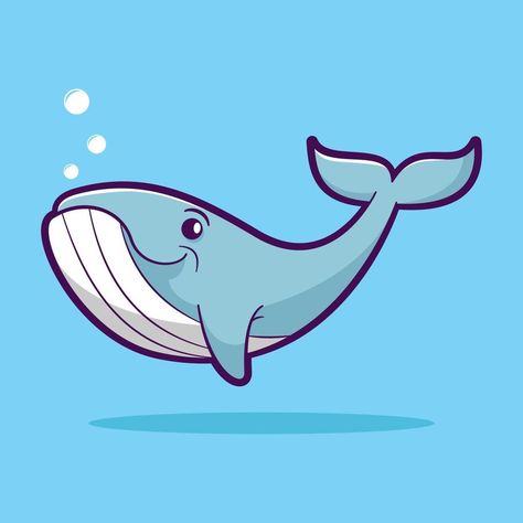 Cute whale cartoon vector illustration. sea animal concept Whale Drawing Simple, Whale Cartoon, Swimming Cartoon, Animal Concept, Whale Drawing, Sea Whale, Cartoon Whale, Whale Illustration, Cute Whale