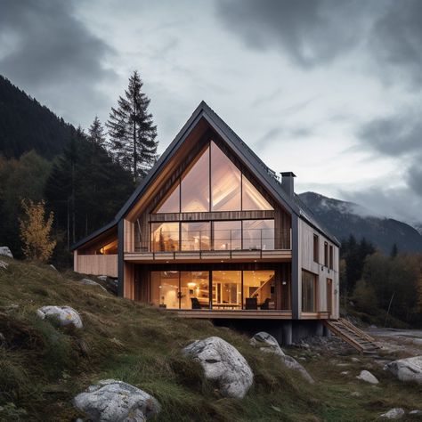 Modern wooden house in scandinavian style Nordic Home Exterior, Modern Nordic House, Scandinavian Barn House, Scandinavian Home Exterior, Scandinavian House Exterior, Nordic House Design, Modern Scandinavian House, Scandinavian Exterior, Scandinavian Modern House