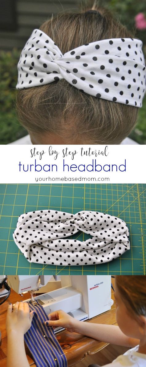 Turban Headband Tutorial, Costumes Faciles, Making Headbands, Sewing Headbands, Twisted Turban Headband, Headband Tutorial, Sew Ins, Beginner Sewing Projects Easy, Stretchy Headbands