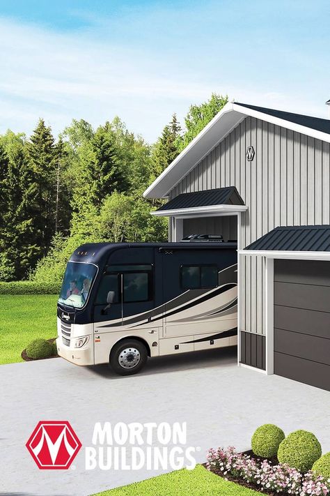 An RV storage building should be designed to last. That’s a Morton – built to stand the test of time so you can protect your endless adventures. Learn more today - Morton builds storage buildings for every hobby. Rv Garage Plans, Hobby Garage, Pole Barn Garage, Equestrian Building, Post Frame Construction, Building A Pole Barn, Morton Building, Rustic Dresser, Storage Buildings