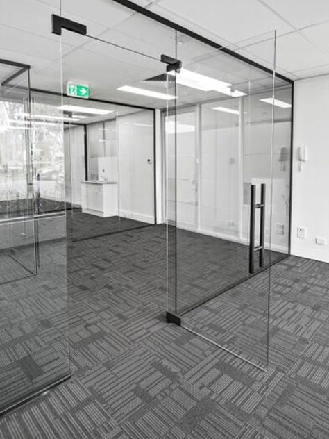 Executive Office Design Interior, Office Glass Partition, Open Concept Office, Executive Office Design, Aluminium Glass Door, Glass Wall Design, Glass Office Partitions, Frameless Glass Doors, Internal Glass Doors