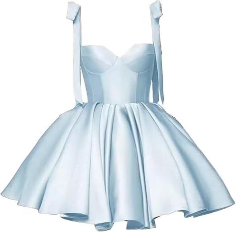 Mini Prom Dresses For Teens, Prom Dresses Short For Teens, Short Prom Dresses For Teens, Satin Homecoming Dresses, Gown With Pockets, Homecoming Dresses For Teens, Bow Straps, Cocktail Prom Dress, Short Satin