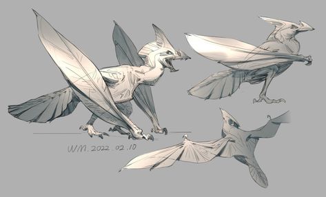 Avatar Animals, Flying Monsters, Wings Drawing, Humanoid Creatures, Dragon Sketch, Creature Artwork, Alien Design, Alien Concept Art, Monster Concept Art