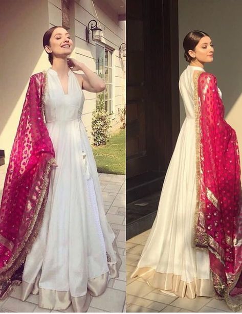 White Anarkali, Gown With Dupatta, Gown Party Wear, Anarkali Dress Pattern, Designer Gown, Traditional Indian Outfits, Designer Evening Gowns, Indian Gowns Dresses, Indian Gowns