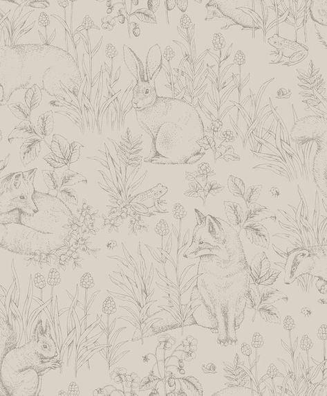 Newbie Wallpaper - Boråstapeter Woodland Nursery Wallpaper, Parchment Wallpaper, Forest Nursery Theme, Checker Wallpaper, Kindergarten Wallpaper, Fiona Walker, Woodland Wallpaper, Forest Nursery, Neutral Wallpaper