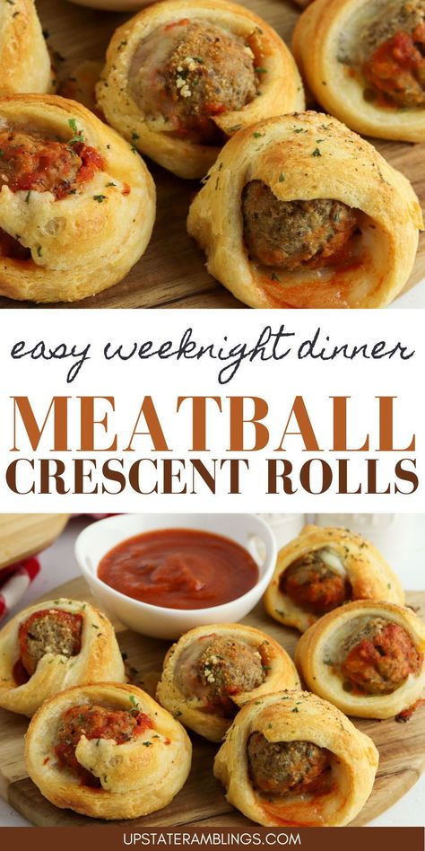 Meatball Crescent Rolls Crescent Rolls And Meatballs, Easy Dinners With Crescent Rolls, Meatballs And Crescent Rolls, Quick Dinner Ideas With Crescent Rolls, Meatballs Crescent Rolls, Meatballs In Crescent Rolls, Crosaint Recipes Easy Dinner, Dinner Ideas With Biscuit Dough, Crescent Dinner Recipes