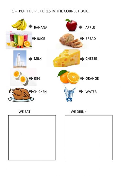 Food And Drink Worksheet For Kids, Food And Drink Worksheet, Food Worksheets For Kids, Food Worksheet, Community Helpers Preschool Activities, Shapes Flashcards, Healthy And Unhealthy Food, I Want Food, Usa Food