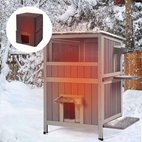 PRICES MAY VARY. 🔥【Insulated Cat Shelter】: 6 Sides All-round Insulation liner lock the comfortable temperature : Optimal cold and heat protection for cat through insulation on all walls, roof and floor. It will cut the outdoor cold temperature and keep your pet warm & comfy. 🔥【Unique Design Insulation Liner】Filled with 0.78" thick sponge insulated liner, the outdoor cat house will effectively keep your pets warm in cold weather. Insulation on all walls, roof and floor to protect your cats from Outdoor Cat Enclosure Winter, A Frame Cat House, Barn Cat Shelter, Cats In Winter, Cat Shelters For Winter, Heated Outdoor Cat House, Outside Cat Enclosure, Insulated Cat House, Cat Shelters