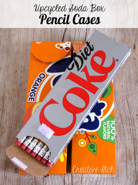 Upcycled Soda Box (or cereal box) Pencil Cases . . . template! Diy Pencil Case, Diy School, Diy Back To School, Diy Pencil, Diy School Supplies, Operation Christmas Child, Diy Bricolage, Case Ideas, Recycled Projects