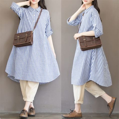 Item Type: Dress Material: Cotton, Linen Silhouette: A-Line Collar: Turn-down Collar Pattern Type: Striped Dresses Length: Knee-Length Features: Long Shirt, Maternity Clothes, Maternity Dress, Nursing Dress, Outfits Size Length (cm) Shoulder (cm) Bust (cm) S 92 48 104 M 93 49 108 L 94 50 112 XL 95 51 116 XXL 96 52 120 3XL 97 53 124 Dress For Pregnant, Dress For Pregnant Women, Cotton Stripe Dresses, Dresses For Pregnant Women, Breastfeeding Clothes, Autumn Collection, Striped Shirt Dress, Nursing Dress, Spring Outfits Women