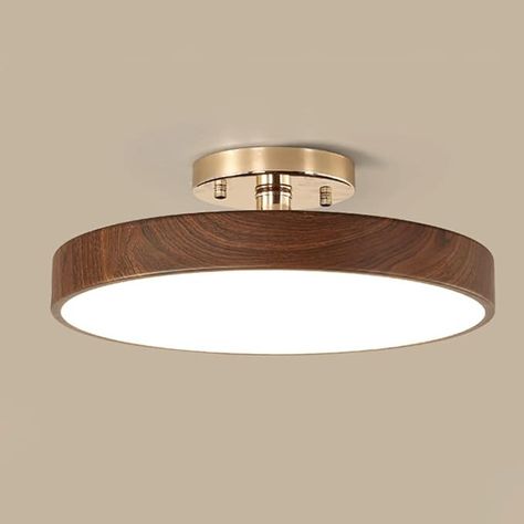 Elksdut Round LED Ceiling Light Creative Aisle Semi Flush Mount Ceiling Light, Walnut Color Ceiling Lamp ​for Dining Room Living Room, Easy to Install Lighting Fixture - Amazon.com Color Ceiling, Wooden Lights, Wooden Light Fixtures, Round Led Ceiling Light, Wooden Light, Dining Room Living Room, Semi Flush Mount, Led Ceiling Lights, Sitting Room