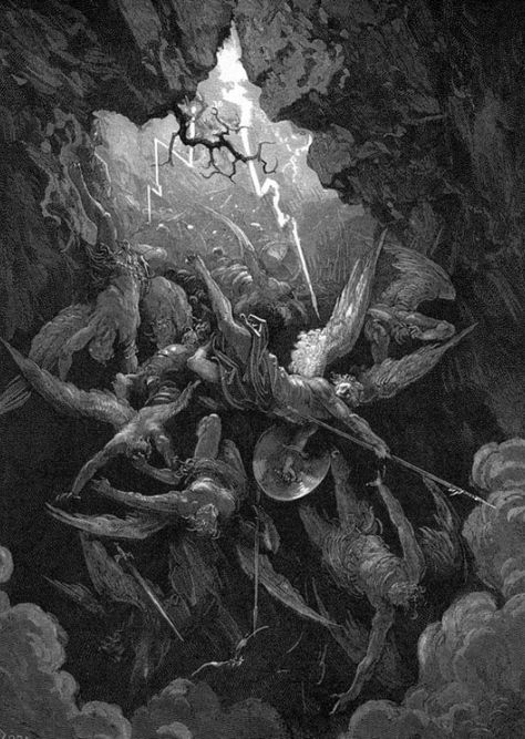 Paradise Lost, Rennaissance Art, Gustave Dore, Biblical Art, Arte Obscura, Beautiful Dark Art, Ethereal Art, Arte Horror, Ink Illustrations