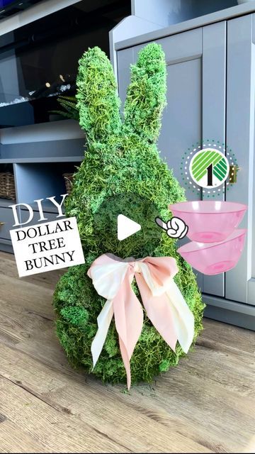 Emma Villaneda on Instagram: "🤯 DIY Dollar Tree Moss Bunny 🐇💕

What do you think of this simple DIY for spring decor?!

🤍💚My Dollar Tree was running low on Moss so I did have to order more on Amazon (the kind I used is linked in my Amazon Storefront- link in profile) I used approximately 15oz of Moss. 
•
•
•

#dollartree #spring #decor #easter #homedecor #design #interiordesign #diy #diydecor #dollar #organization #organizationideas #hack #homehacks #home #homedesign #diyproject #tutorial #hacks" Easter Tree Diy, Paper Doily Crafts, Dollar Tree Easter Crafts, Easter Centerpieces Diy, Topiary Diy, Creative Easter Eggs, Rabbit Crafts, Easter Egg Tree, Easter Projects