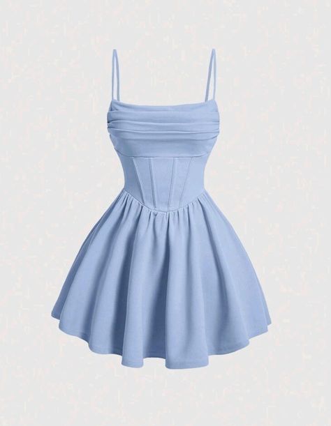 Light Blue Party Dress Short, Cute Blue Dresses Short, Summer Clothes Shein, Cute Dresses Blue, Cute Summer Dresses Short, Short Cute Dresses, Blue Outfits Ideas, Blue Dress Simple, Short Dresses Blue