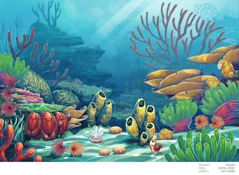 Coral Reef Drawing, Coral Drawing, Underwater Drawing, Coral Reef Art, Ocean Drawing, Underwater Painting, Ocean Backgrounds, Underwater Scene, Underwater Art