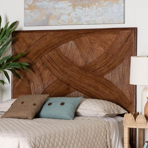 Standalone Headboard, Brown Headboard, Boho Headboard, Rattan Headboard, Headboard With Lights, Queen Size Headboard, King Bed Frame, Unique Beds, Queen Headboard