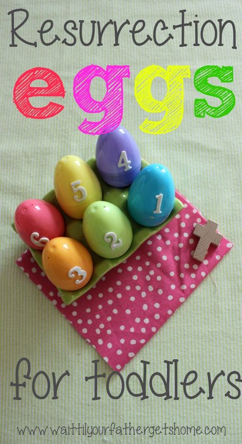 Resurrection Eggs for Toddlers - Wait Til Your Father Gets Home Eggs For Toddlers, Resurrection Eggs, Easter Lessons, Easter Sunday School, Colored Eggs, Resurrection Day, Easter Preschool, Resurrection Sunday, Easter Story