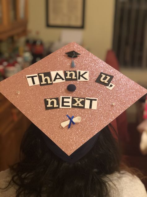 Ariana Grande inspired graduation cap with mean girl letters Graduation Cap Designs College, Disney Graduation Cap, Funny Graduation Caps, Creative Graduation Caps, Nurse Graduation Cap, College Grad Cap Ideas, High School Graduation Cap, College Graduation Cap Decoration, Grad Cap Designs