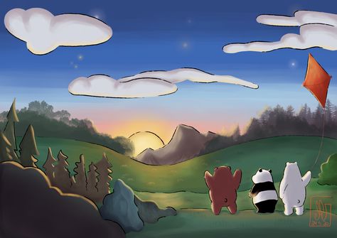 We Bare Bears Wallpapers Landscape, We Bare Bears Ipad Wallpaper, We Bare Bears Watercolor, We Bare Bears Landscape, We Bare Bears Background, Ipad Wallpaper Aesthetic Horizontal Hd, We Bare Bears Wallpaper, We Bare Bear, Panda Background