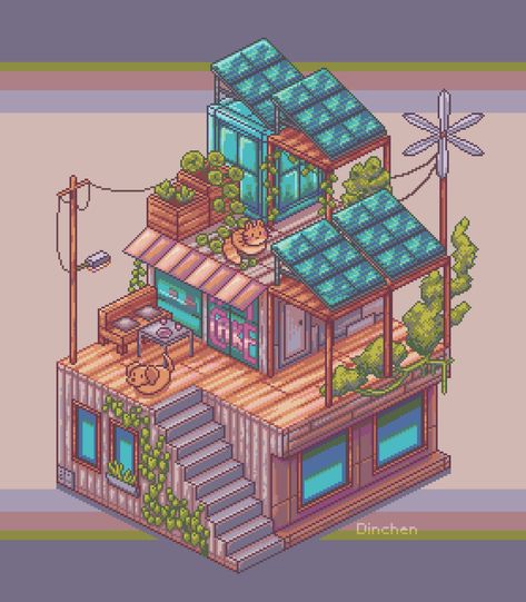 Solarpunk House, Punk House, Minecraft Japanese, Green Future, Solar Punk, Minecraft Inspo, Isometric Art, Minecraft Projects, Sustainable Architecture