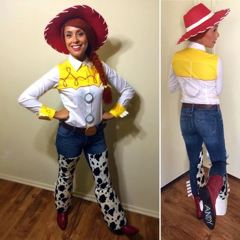 75 Awesome Disney Costumes from PixieDustStorm.com - Jessie from Toy Story tutorial Toy Story Jesse Costume Diy, Toy Story Homemade Costumes, Jessie The Cowgirl Costume, Jessie Diy Costume Toy Story, Woody And Jessie Costumes Diy, Jessie Costume Diy, Diy Jesse Costume Toy Story, Jessy Costume, Diy Jessie Toy Story Costume