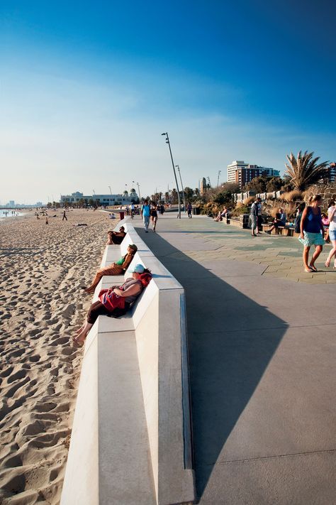 St Kilda Foreshore Precinct | Jackson Clements Burrows Office Landscape, Landscape Urbanism, Beach Architecture, Cottesloe Beach, Floating Architecture, Site Office, Urban Beach, Urban Landscape Design, Landscape Elements