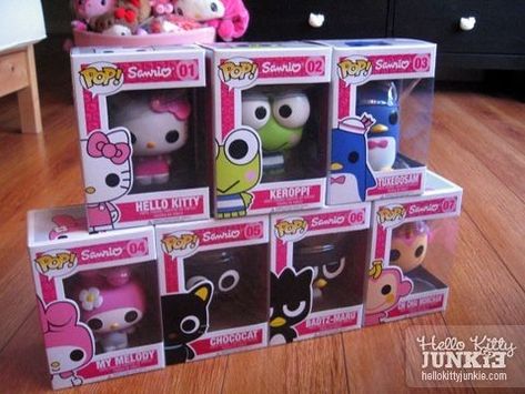 Sanrio Funko Pop Collection, Hello Kitty Pop Figures, Kawaii Funko Pop, Hello Kitty Funko Pop Collection, Sanrio Birthday Gift Ideas, Cool Funko Pops, Kirby Funko Pop, Cute Funko Pops, Funko Pops Collection