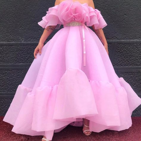 Dona Matoshi, African Party Dresses, Off Shoulder Evening Dress, Pink Evening Dress, Corset Fashion, Fantasy Theme, Design Dresses, Fairytale Dress, Silk Gown