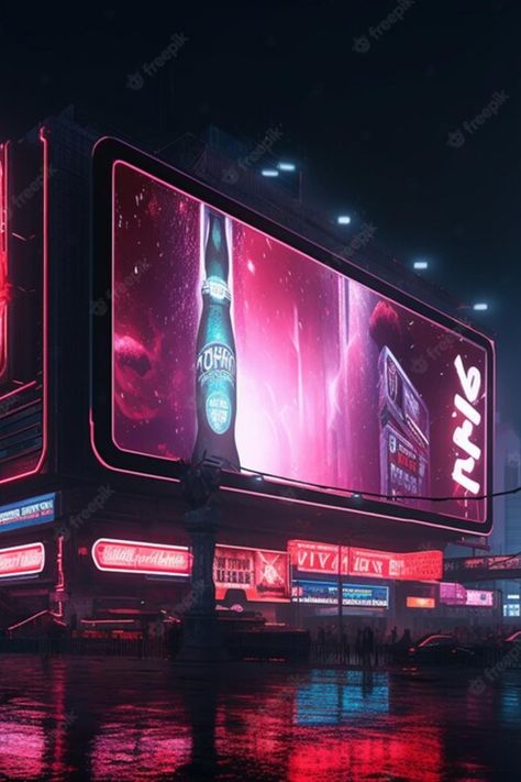 Cyberpunk Billboard, Futuristic Billboard, Futuristic Advertising, Futuristic Ads, Killer Queen, Digital Art Illustration, Website Inspiration, Black Mirror, Race Track