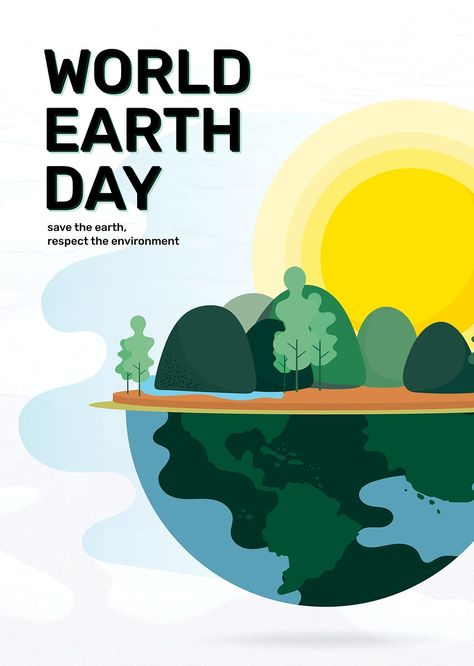 World earth day and respect the environment poster | premium image by rawpixel.com / Sasi World Earth Day Poster, Save Earth Posters, Footprint Poster, World Environment Day Posters, Earth Day Poster, Environmental Posters, Earth Day Drawing, Earth Day Posters, Earth Poster