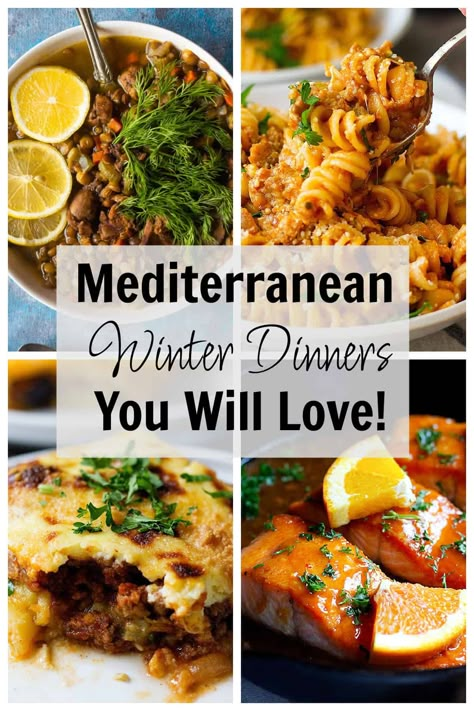 Winter Greek Food, Lunch Ideas College Students, Winter Mediterranean Recipes, Lunch Ideas College, Winter Dinner Ideas, Chicken Lentil Soup, Easy Italian Meatballs, Greek Chicken And Potatoes, Baked Greek Chicken