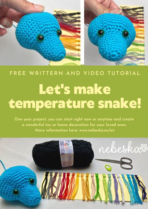 Crochet Snake, Crochet Project Free, Scrap Yarn Crochet, Temperature Blanket, Crochet Unique, Quick Crochet Patterns, Crochet Patterns Free Blanket, Quick Crochet, Crochet Stitches Tutorial