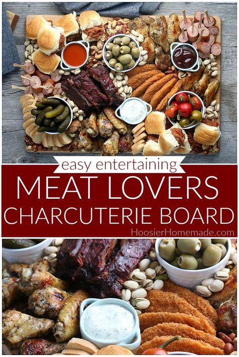 Meat Lovers Charcuterie Board | Whether you are hosting a party or enjoying the football game on a Sunday afternoon, this Charcuterie Board will please everyone! #charcuterieboard #meatlovers #superbowlsunday #football #partner Charcuterie Boats, Christmas Meat, Charcuterie Board Meats, Charcuterie Meats, Hosting A Party, Meat Platter, Charcuterie Inspiration, Tailgating Recipes, Charcuterie Platter