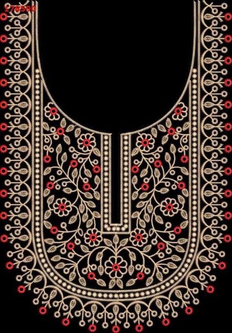 Round Neck Kurti Designs Latest, Machine Aari Embroidery Design, Computer Embroidery Kurti Design, Hand Embroidery Neck Designs Neckline, Embroidery Neck Patterns, Yoke Embroidery Design, Embroidery Designs For Kurtis, New Party Wear Dress, Latest Neck Design