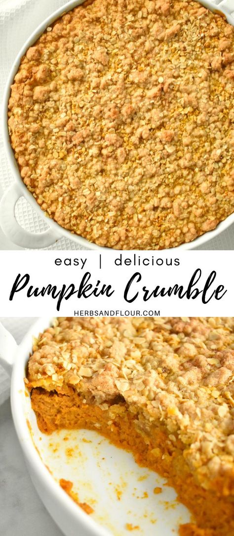 Quick Pumpkin Desserts, Pumpkin Crumble, Easy Pumpkin Recipes Desserts, Healthy Pumpkin Dessert, Pumpkin Crisp, Pumpkin Puree Recipes, Easy Pumpkin Dessert, Pumpkin Recipes Easy, Chilled Desserts