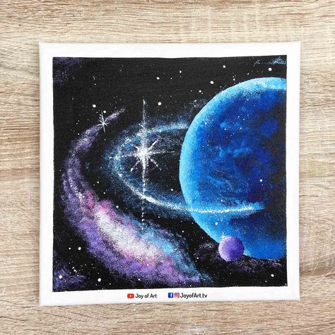 Planets acrylic painting on canvas by Joy of Art #332 Space Painting Acrylic, Galaxy Art Painting, Galaxy Painting Acrylic, Acrylic Painting Step By Step, Planet Painting, Planet Drawing, Painting Step By Step, Space Painting, Star Painting