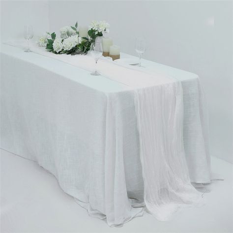 10ft Offwhite Gauze Cheesecloth Boho Table Runner for Wedding Party Decoration Table Runner For Wedding, Boho Table Runner, Boho Table, Table Linen, Wedding Party Decorations, Cheese Cloth, Upgrade Your Home, Rustic Charm, Party Decoration