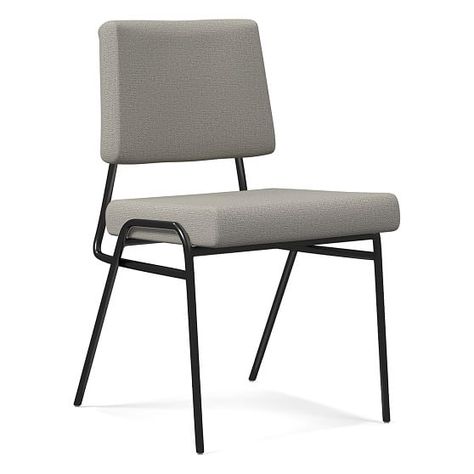 Our Wire Frame Dining Chair was inspired by mid-century school chairs, but with head-of-the-class comfort and style. We paired it with a cushioned seat and back plus an angular, exposed metal frame for modern clarity. KEY DETAILS Upholstered seat and back. Metal frame. This contract-grade item is manufactured to meet the demands of commercial use in addition to residential. See more. Made in China. U.S. Patent Number D821768. West Elm Furniture, Patterned Chair, School Chairs, Leather Dining Chairs, Wire Frame, Furniture Dining Chairs, Upholstered Seating, Upholstered Furniture, Chairs For Sale