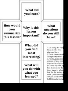 Time 10-15 minutes Audience Children, youth, adults Description This review activity uses dice to debrief just about any learning exercise. Each die has six questions on it (e.g., “What did you le… Dice Debrief, September Ideas, Dice Pattern, Asd Classroom, Classroom Meetings, Camp Games, Why Questions, Classroom Idea, School Materials